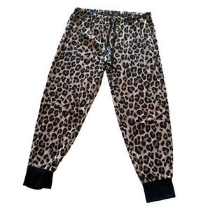 PJ Couture Leopard Print Brown Black Soft Cozy Loungewear SZ XL # 1047